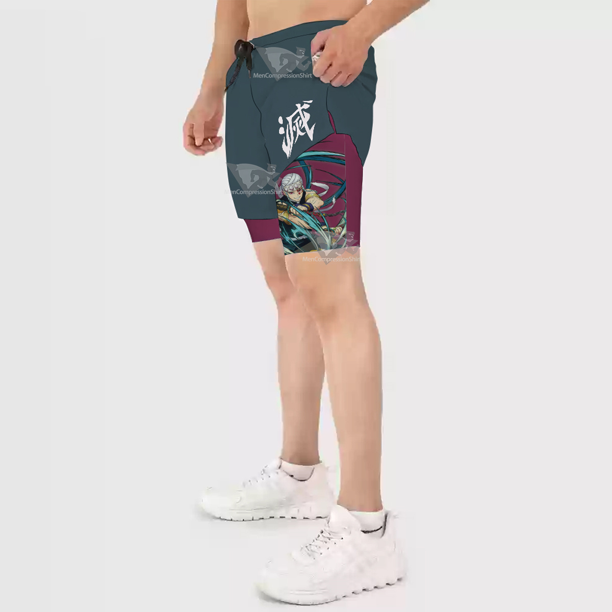 Demon Slayer Tengen Uzui Blue Men Compression Gym Short