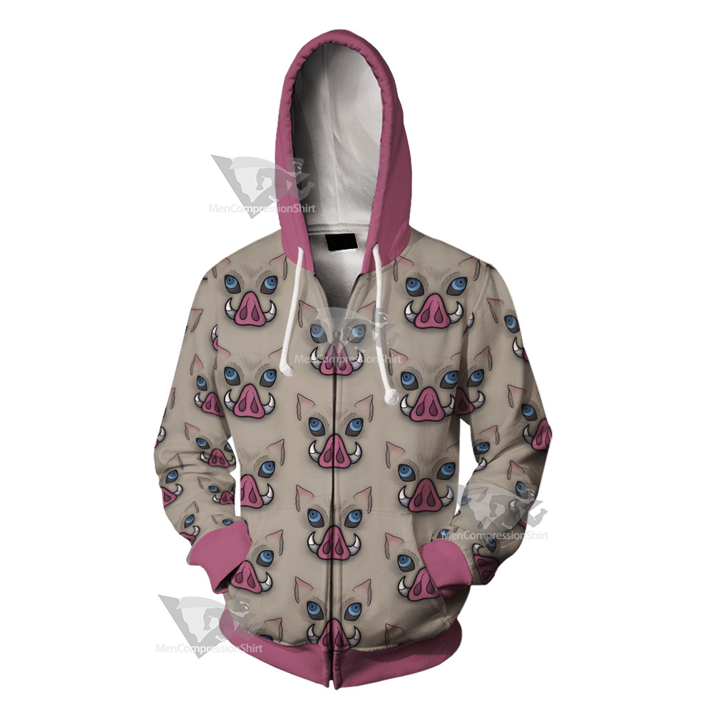 Demon Slayer Wildschwein Head Cosplay Zip Up Hoodie