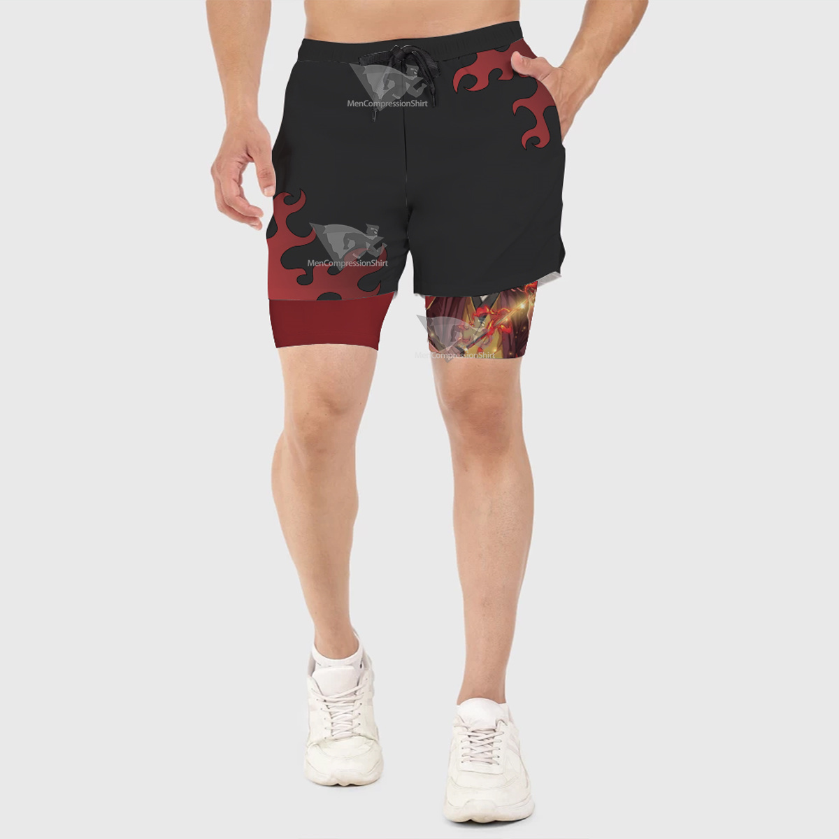 Demon Slayer Yoriichi Red Men Compression Gym Short