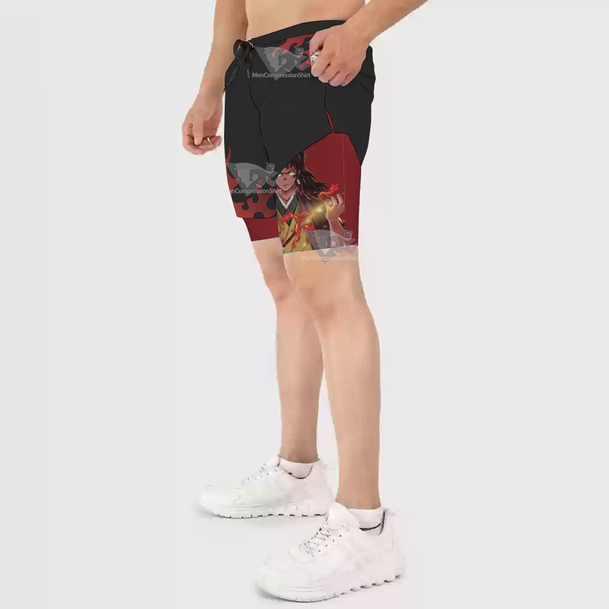 Demon Slayer Yoriichi Red Men Compression Gym Short