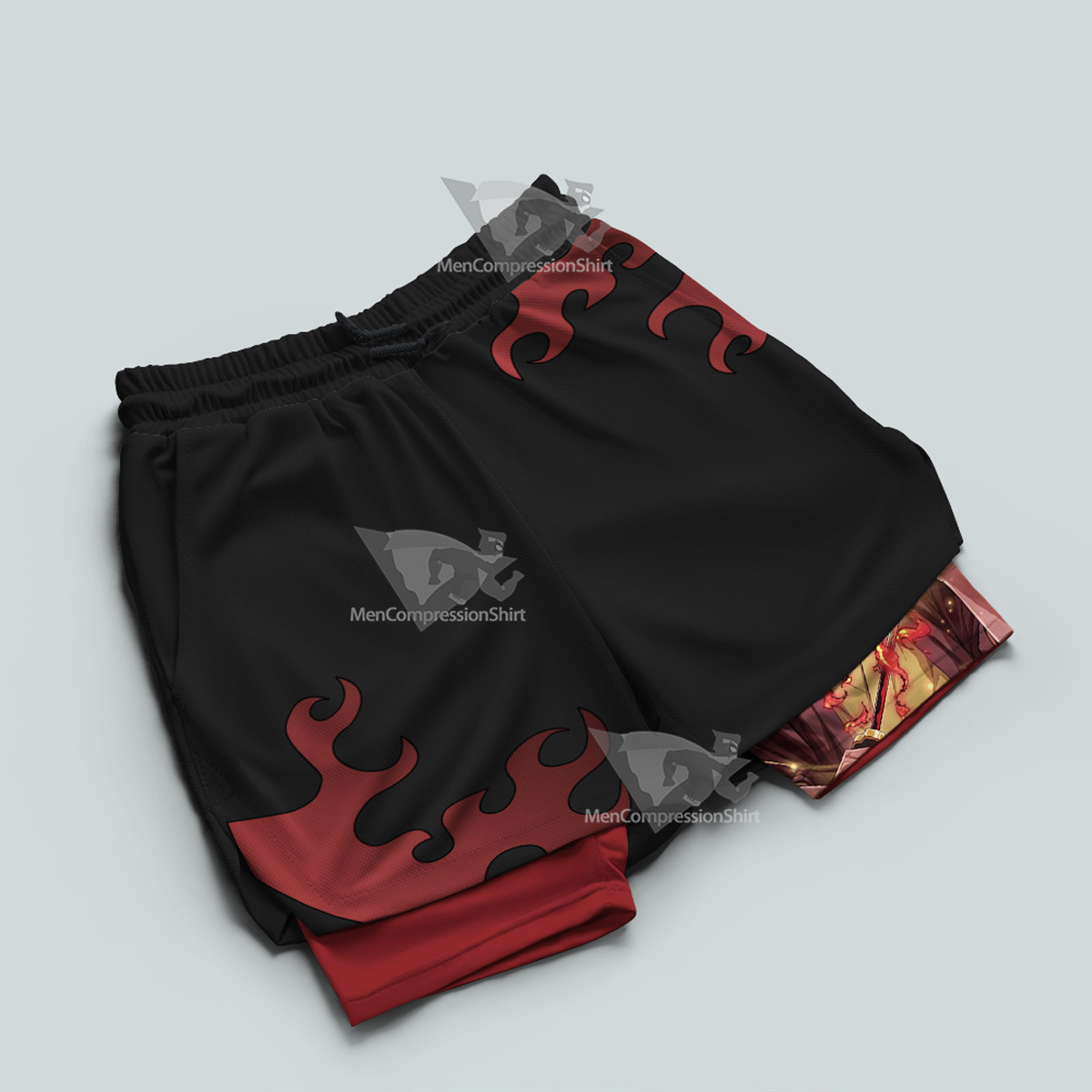 Demon Slayer Yoriichi Red Men Compression Gym Short
