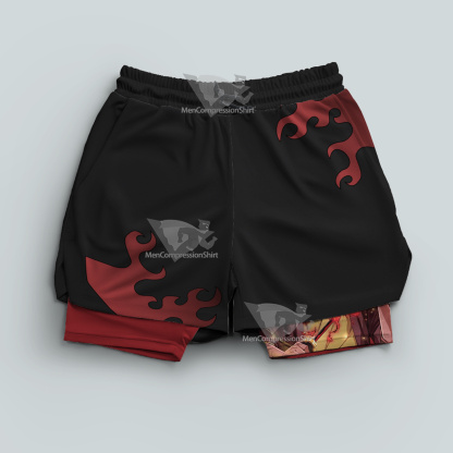 Demon Slayer Yoriichi Red Men Compression Gym Short