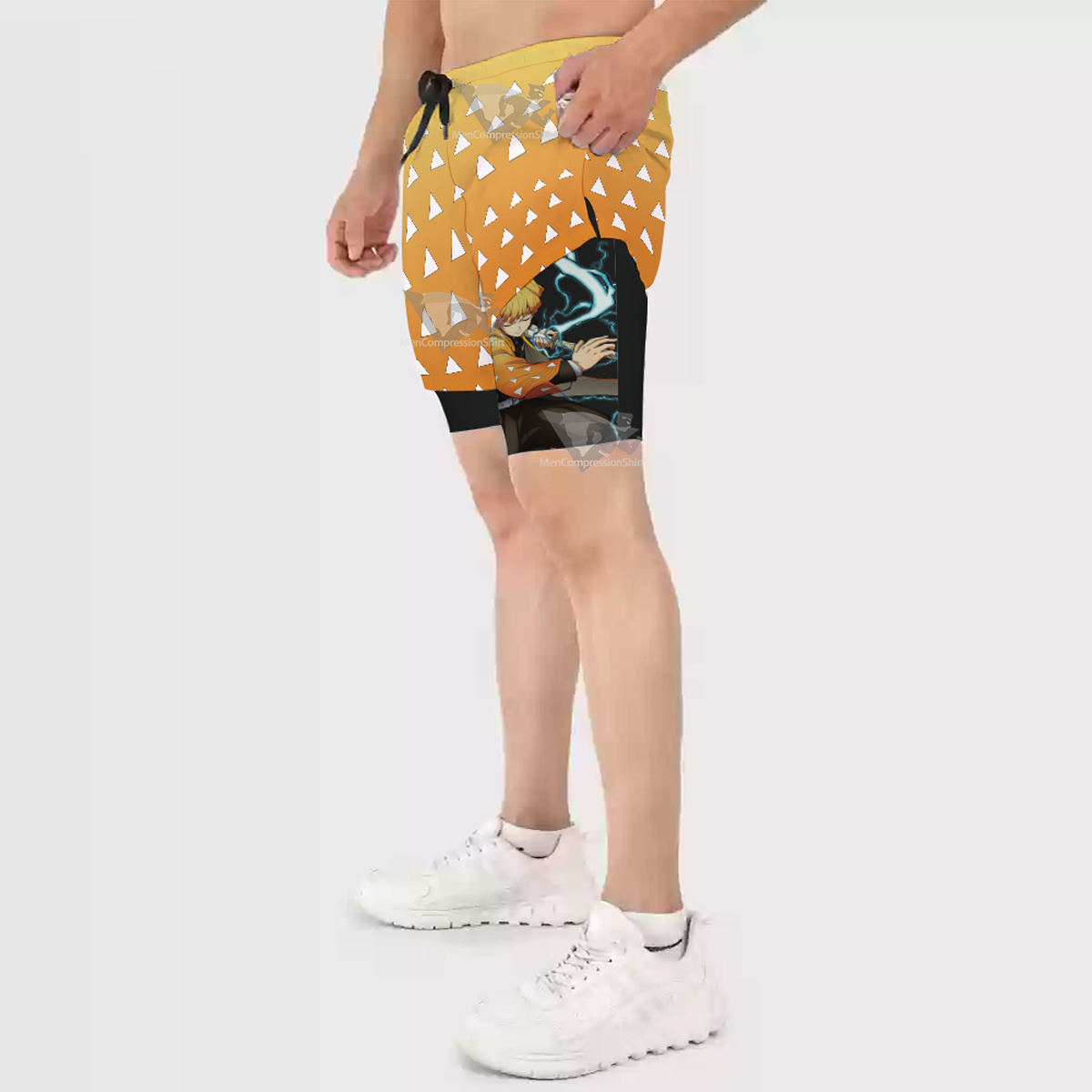 Demon Slayer Zenitsu Agatsuma Yellow Men Compression Gym Short