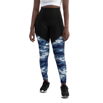 Denim Camo Print Women Compression Legging