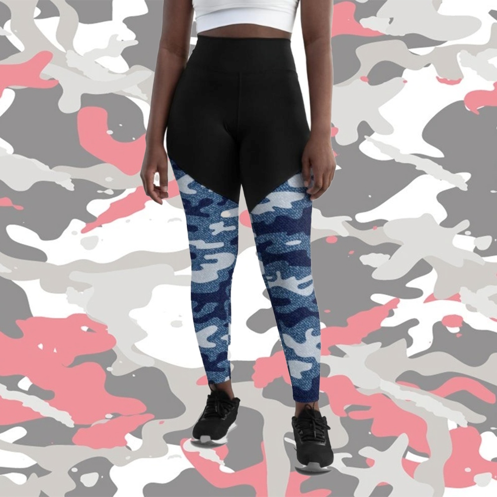 Denim Camo Print Women Compression Legging