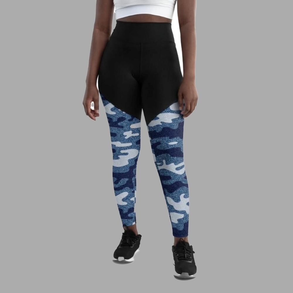 Denim Camo Print Women Compression Legging