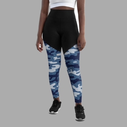 Denim Camo Print Women Compression Legging