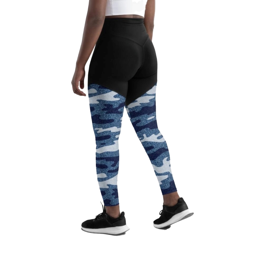 Denim Camo Print Women Compression Legging