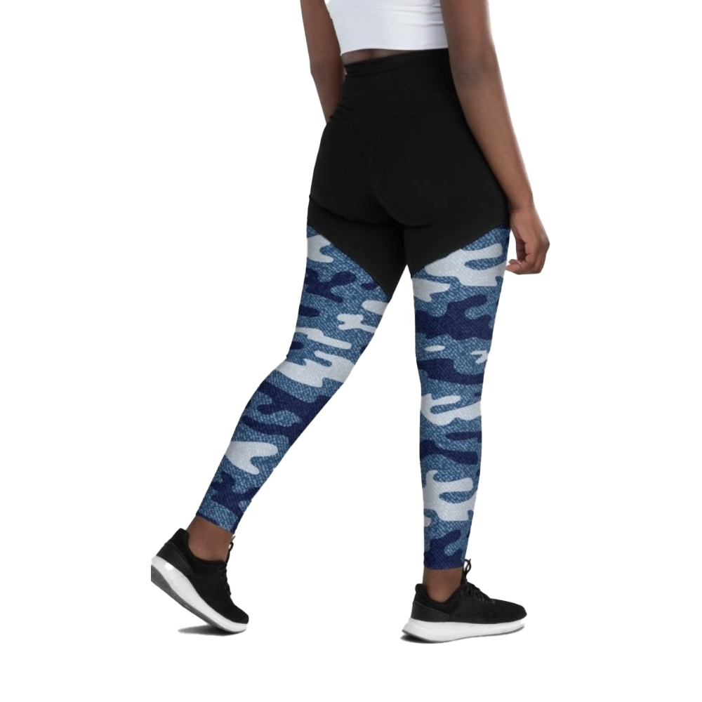 Denim Camo Print Women Compression Legging