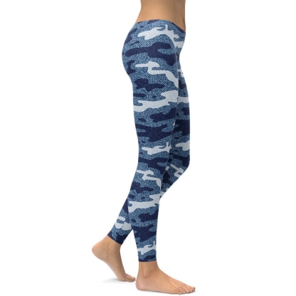 Denim Camo Print Women Compression Legging