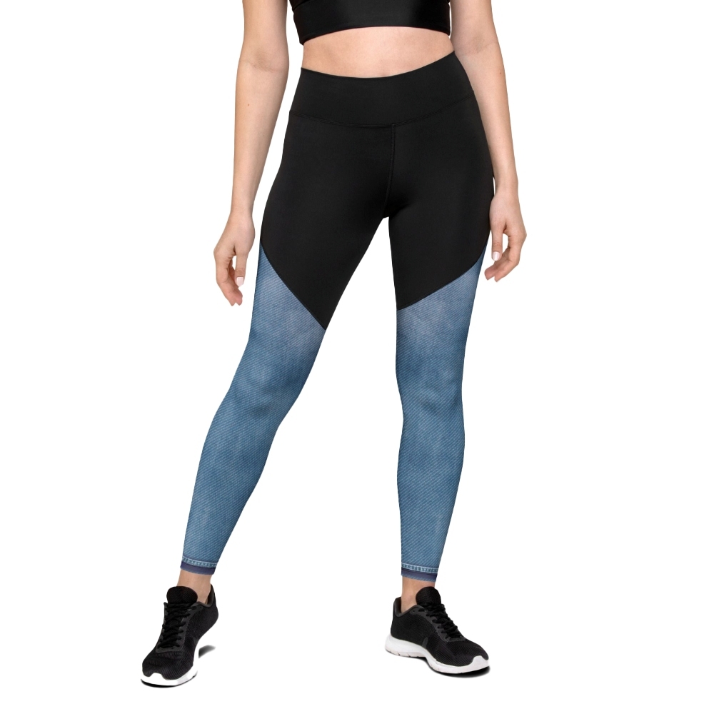 Denim Jeans Print Women Compression Legging