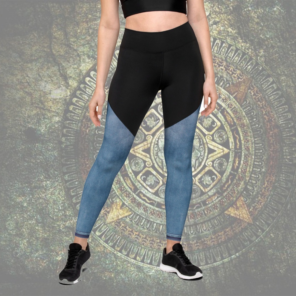Denim Jeans Print Women Compression Legging