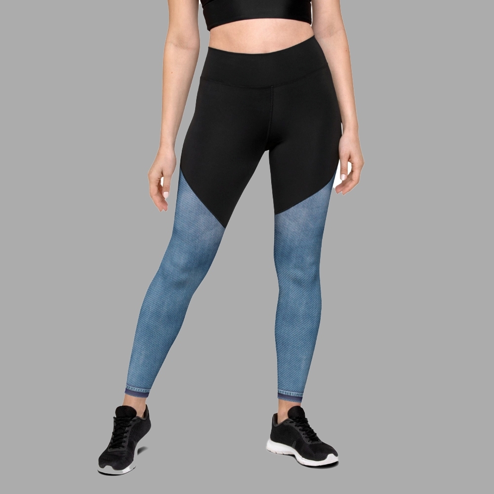 Denim Jeans Print Women Compression Legging