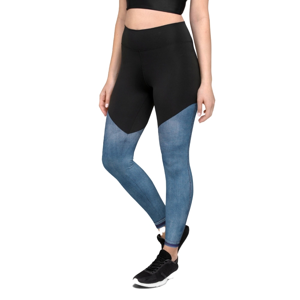 Denim Jeans Print Women Compression Legging
