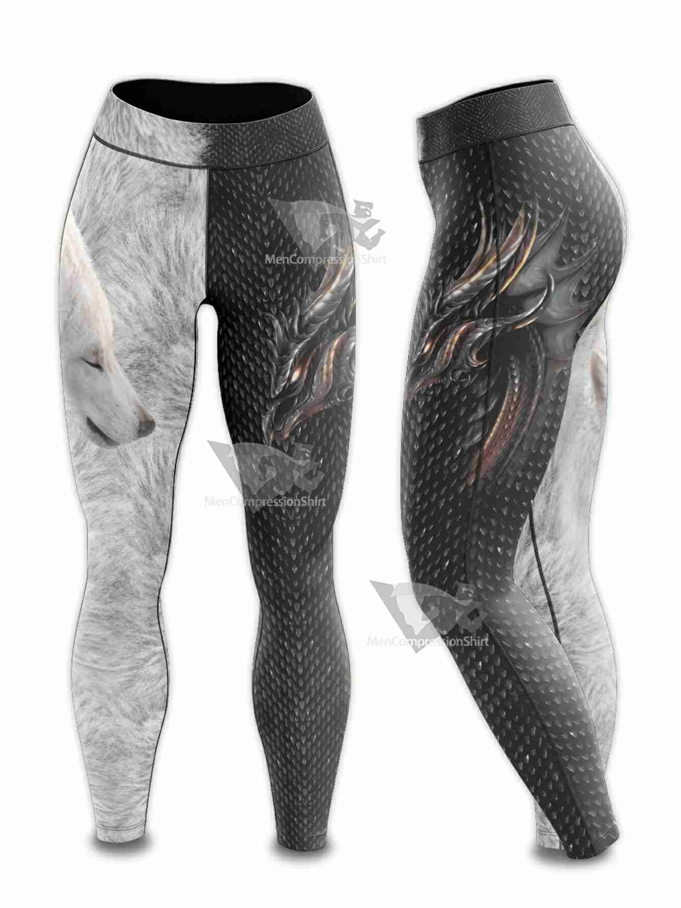 Dragon And Wolf Women Compression Leggings