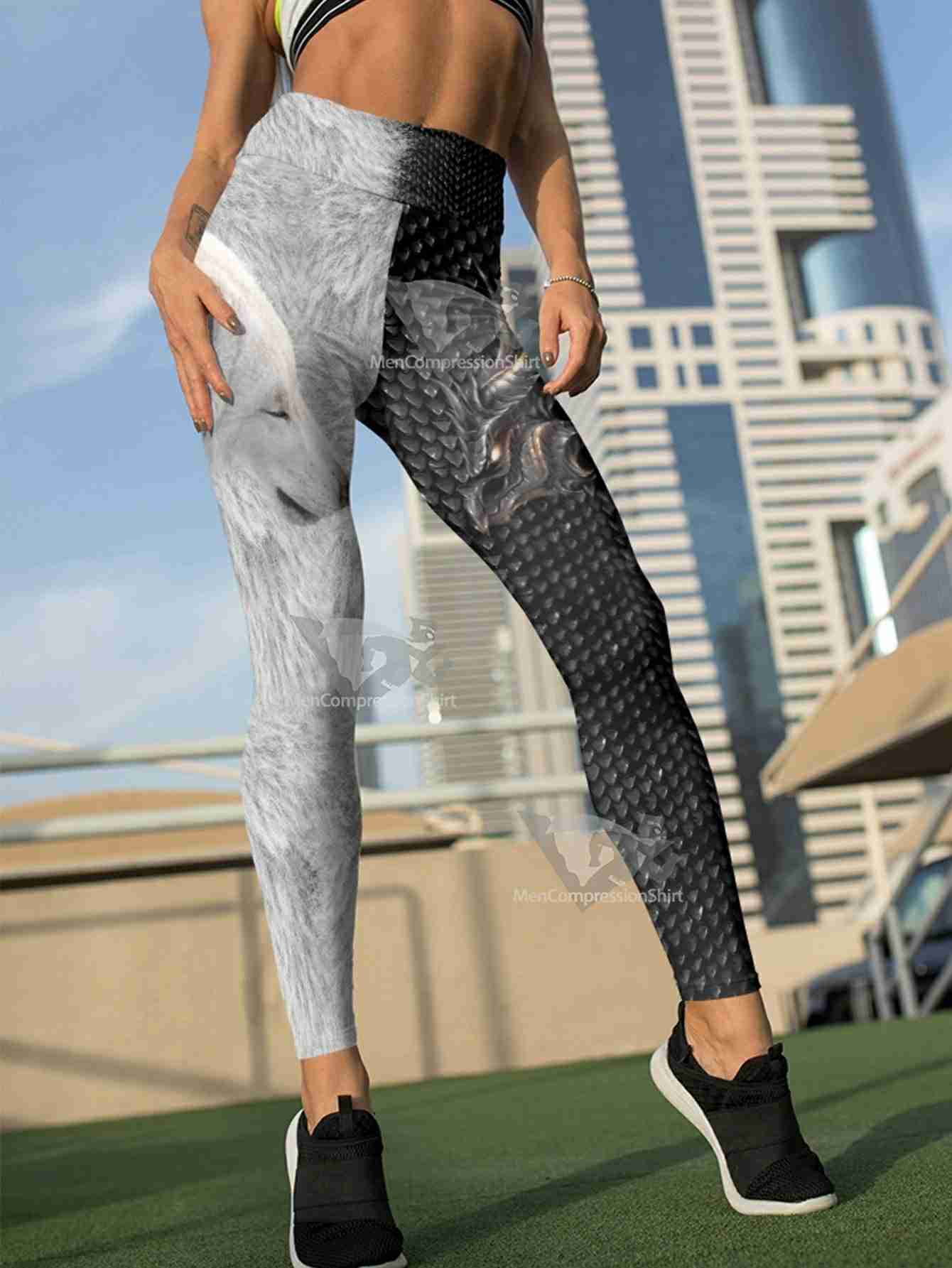Dragon And Wolf Women Compression Leggings