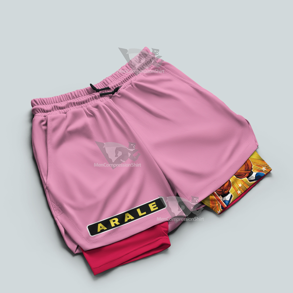Dragon Ball Arale Pink Men Compression Gym Short