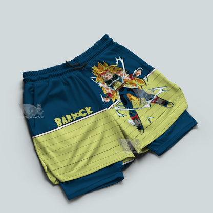 Dragon Ball Fighter Z Bardock Blue Men Compression Gym Short