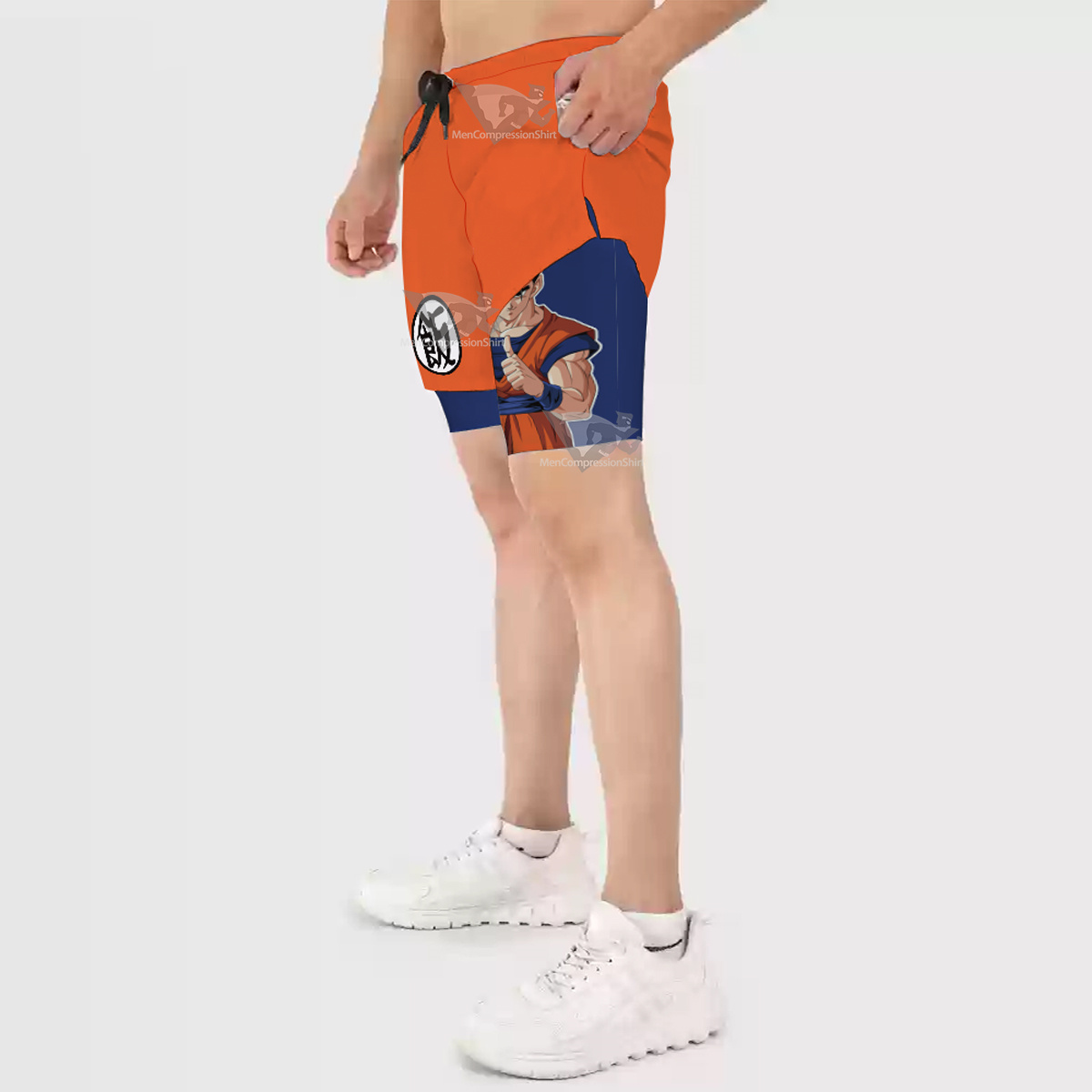 Dragon Ball Gohan Symbol Orange Men Compression Gym Short