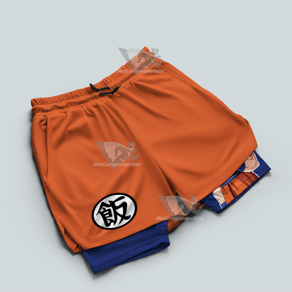 Dragon Ball Gohan Symbol Orange Men Compression Gym Short