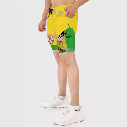 Dragon Ball Gohan Yellow Men Compression Gym Short