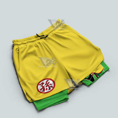 Dragon Ball Gohan Yellow Men Compression Gym Short