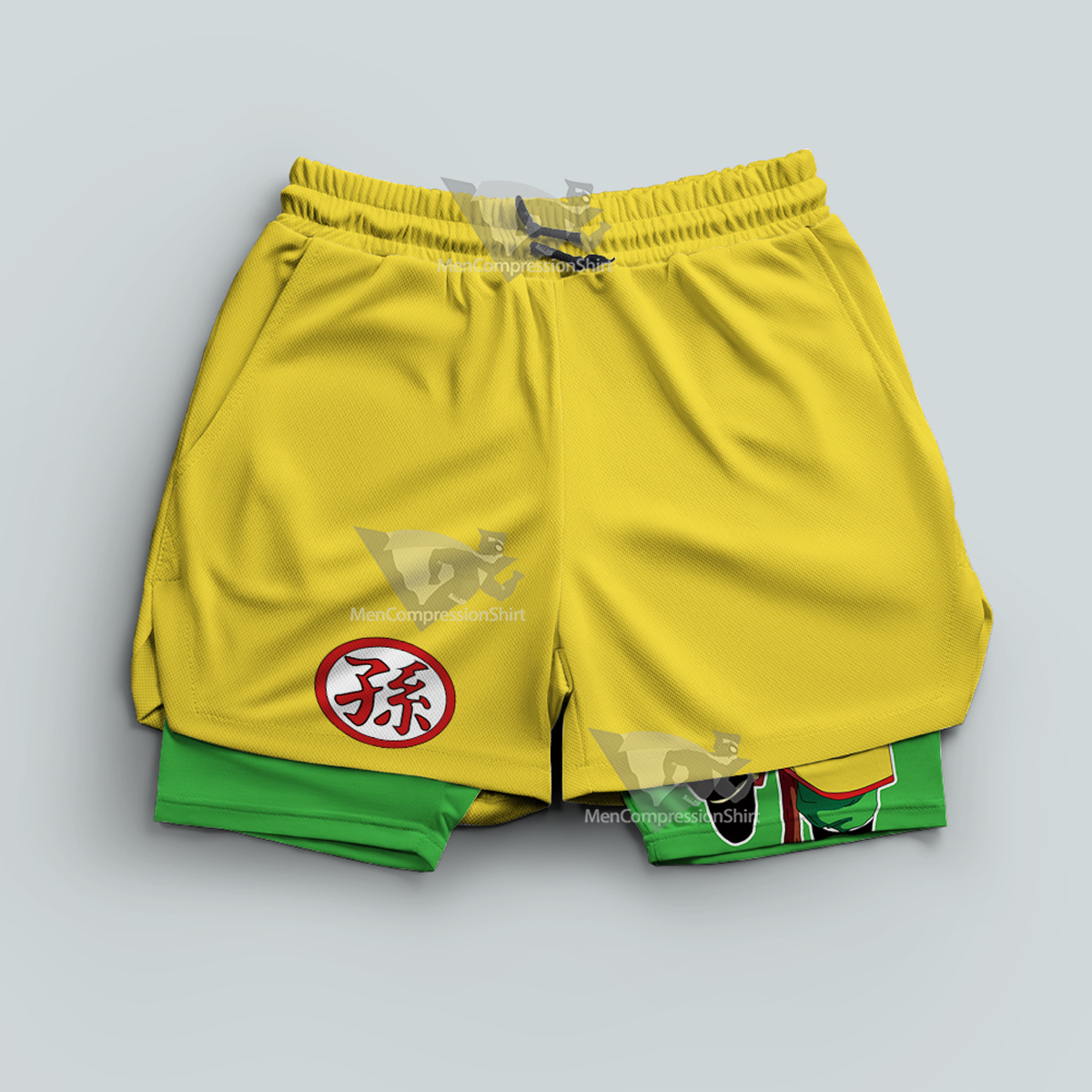 Dragon Ball Gohan Yellow Men Compression Gym Short