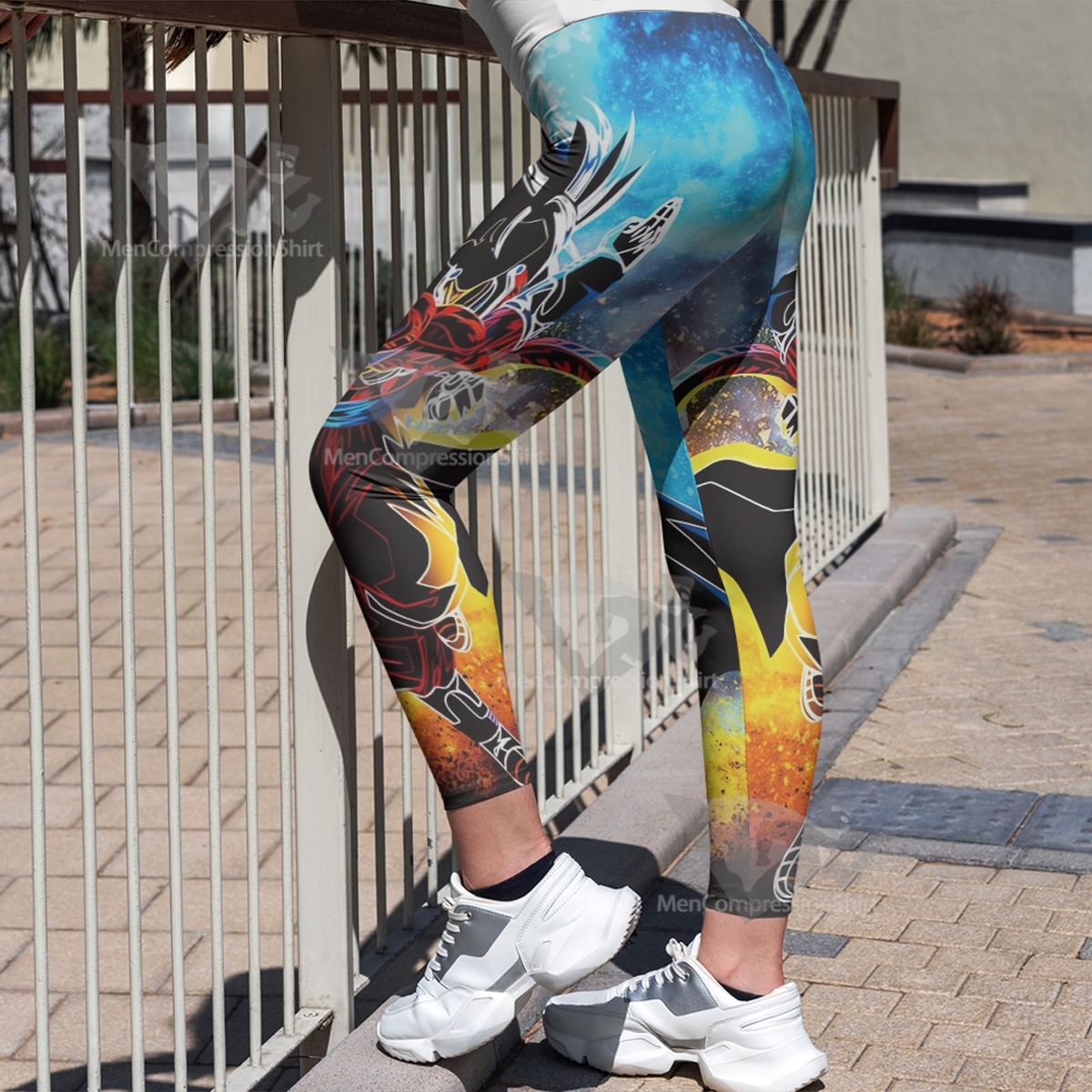 Dragon Ball Goku Super Saiyan Silhouette Women Compression Legging-MensCompressionShirt