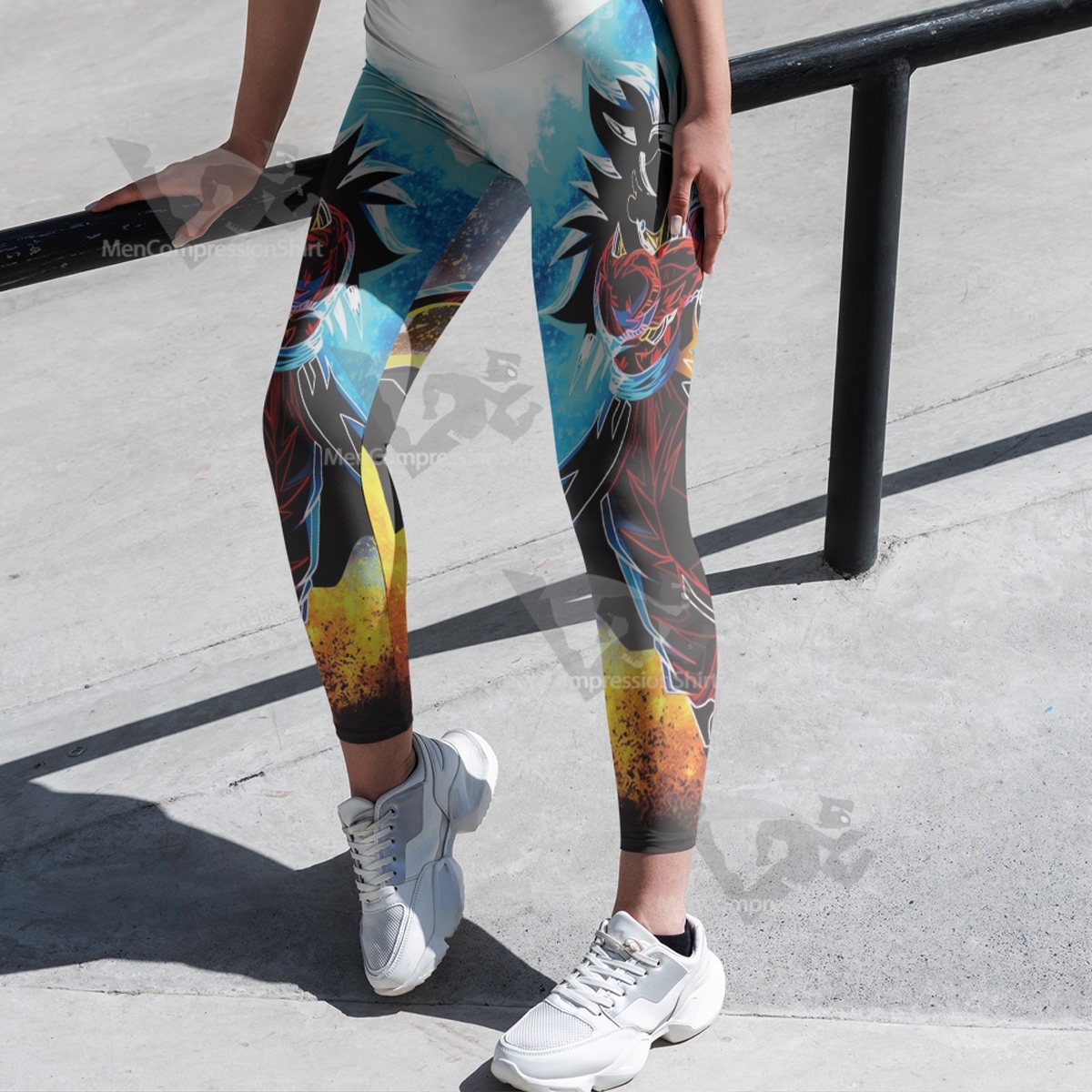 Dragon Ball Goku Super Saiyan Silhouette Women Compression Legging-MensCompressionShirt