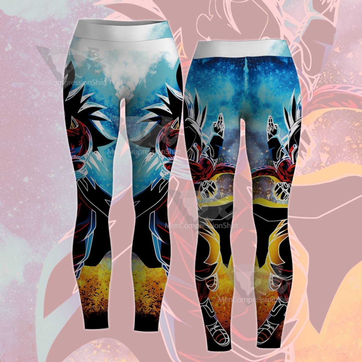 Dragon Ball Goku Super Saiyan Silhouette Women Compression Legging-MensCompressionShirt