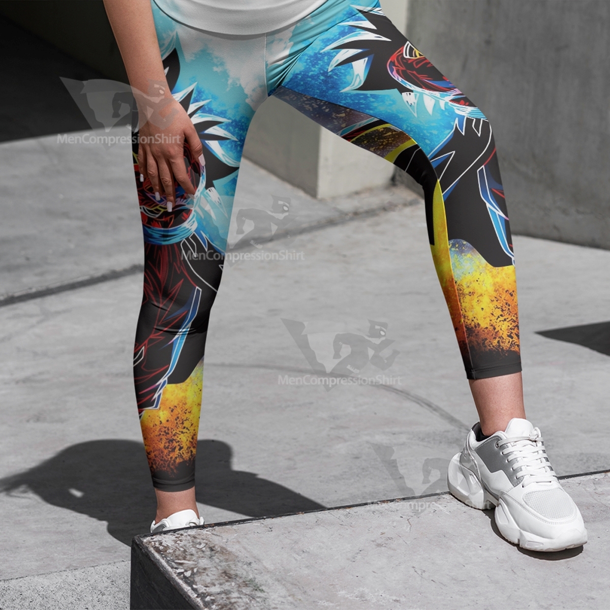 Dragon Ball Goku Super Saiyan Silhouette Women Compression Legging-MensCompressionShirt