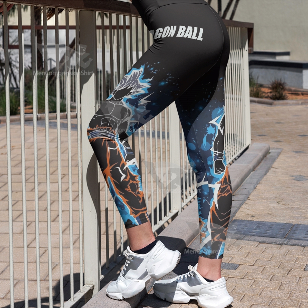 Dragon Ball Mui Goku Silhouette Illustration Women Compression Legging-MensCompressionShirt