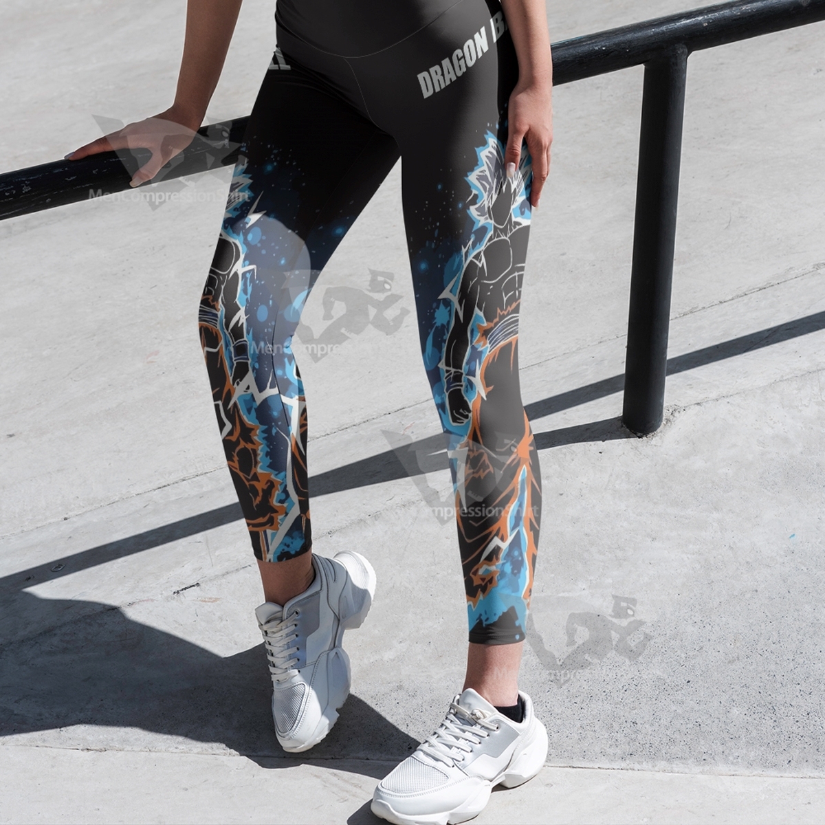 Dragon Ball Mui Goku Silhouette Illustration Women Compression Legging-MensCompressionShirt