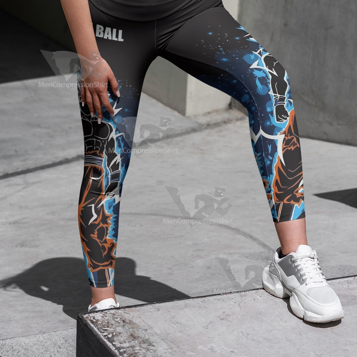 Dragon Ball Mui Goku Silhouette Illustration Women Compression Legging-MensCompressionShirt