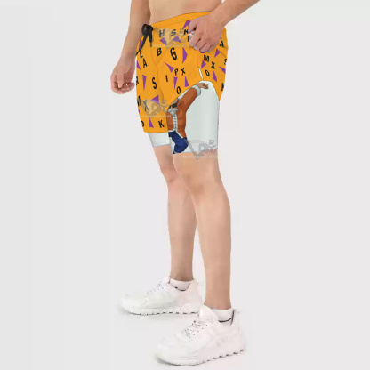 Dragon Ball Muten Roushi Yellow Men Compression Gym Short