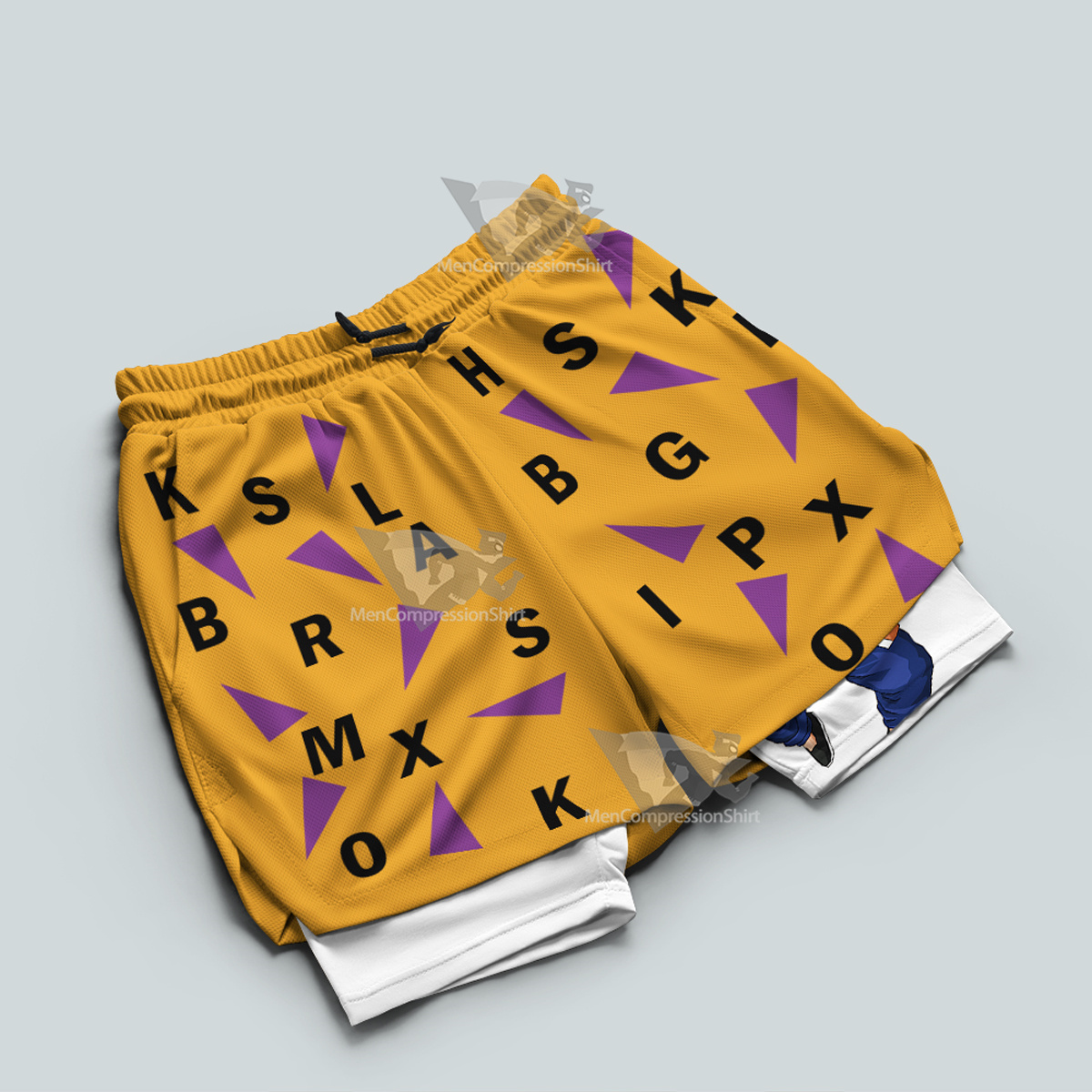 Dragon Ball Muten Roushi Yellow Men Compression Gym Short