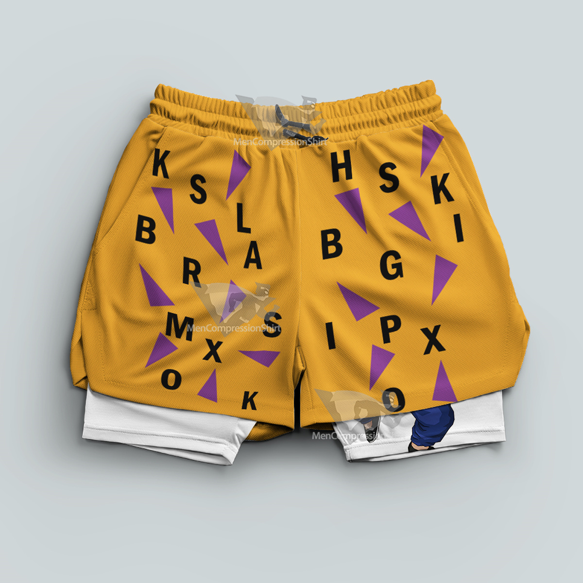 Dragon Ball Muten Roushi Yellow Men Compression Gym Short