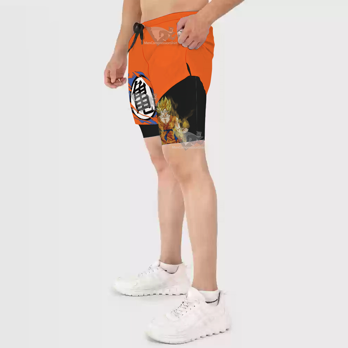 Dragon Ball Son Goku Battle Damage Orange Men Compression Gym Short