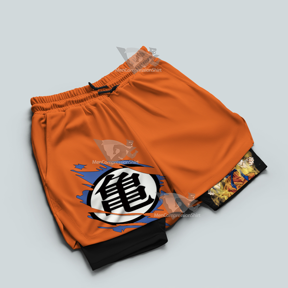 Dragon Ball Son Goku Battle Damage Orange Men Compression Gym Short