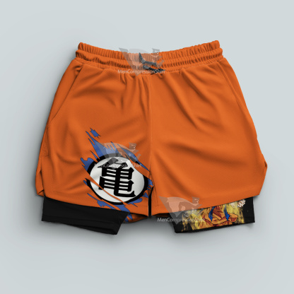 Dragon Ball Son Goku Battle Damage Orange Men Compression Gym Short