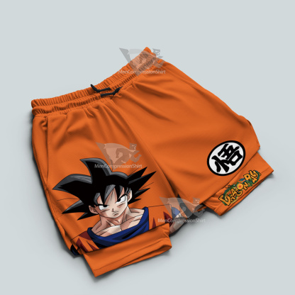 Dragon Ball Son Goku Symbol Orange Men Compression Gym Short