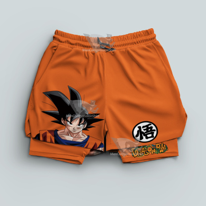 Dragon Ball Son Goku Symbol Orange Men Compression Gym Short