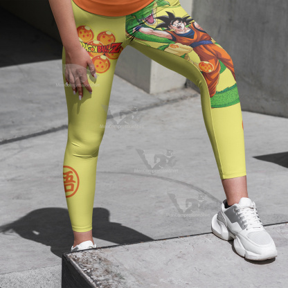 Dragon Ball Super Z Son Goku Kakarotto Yellow Women Leggings