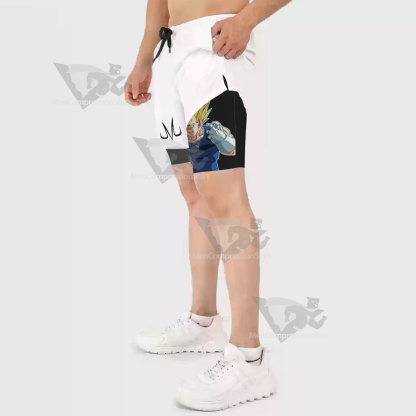 Dragon Ball Vegeta Symbol White Men Compression Gym Short