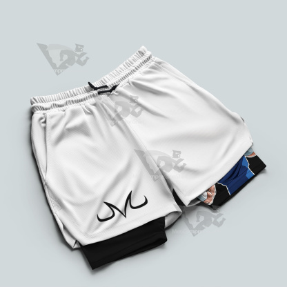 Dragon Ball Vegeta Symbol White Men Compression Gym Short