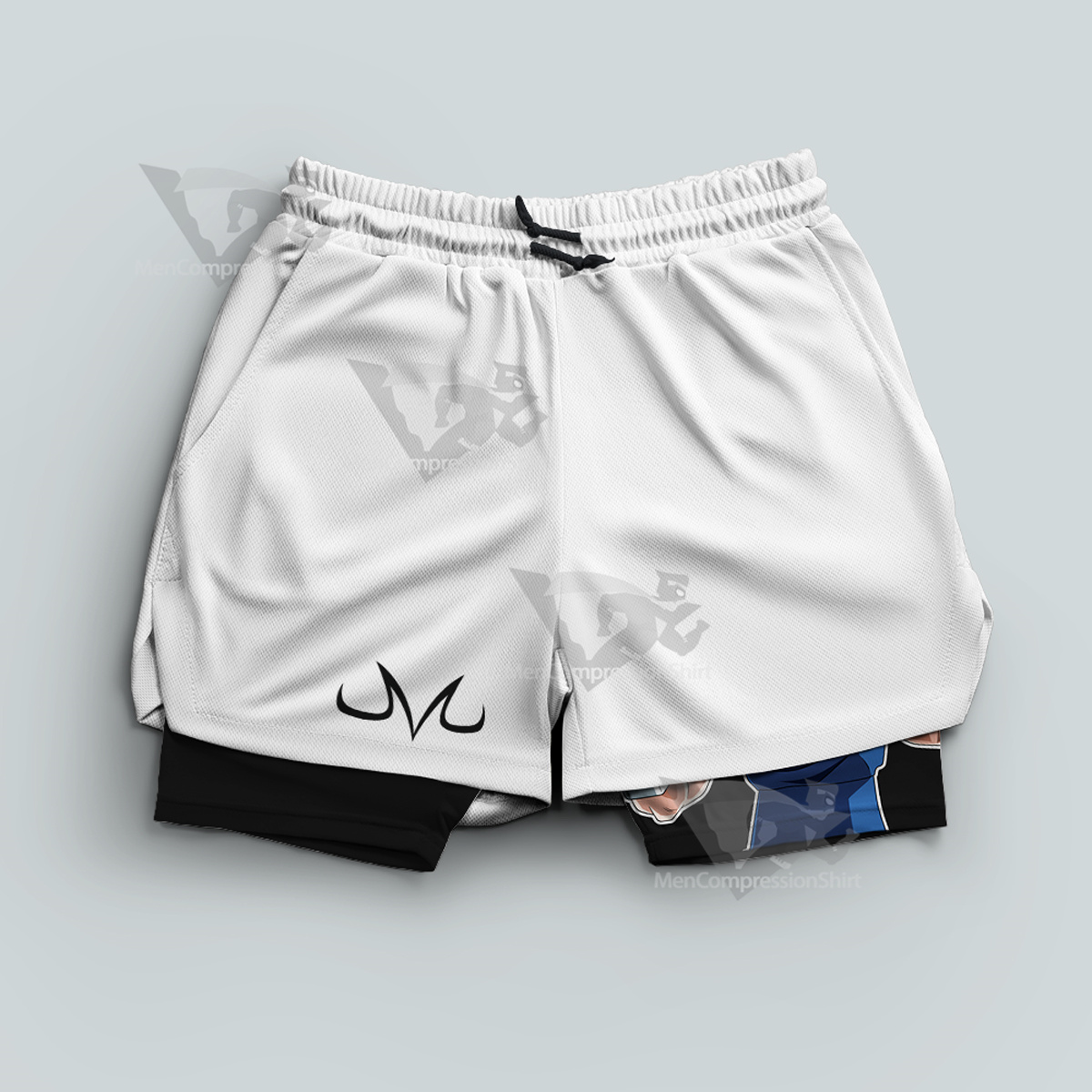 Dragon Ball Vegeta Symbol White Men Compression Gym Short