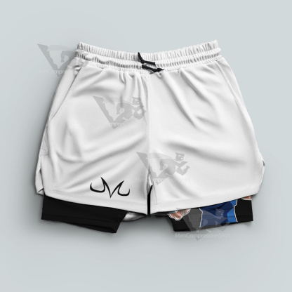 Dragon Ball Vegeta Symbol White Men Compression Gym Short