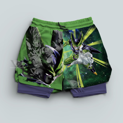 Dragon Ball Z Cell Green Men Compression Gym Short