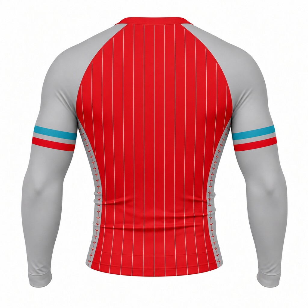 Ash Sharp Red Customizable Long Sleeve Compression Shirt back customization preview