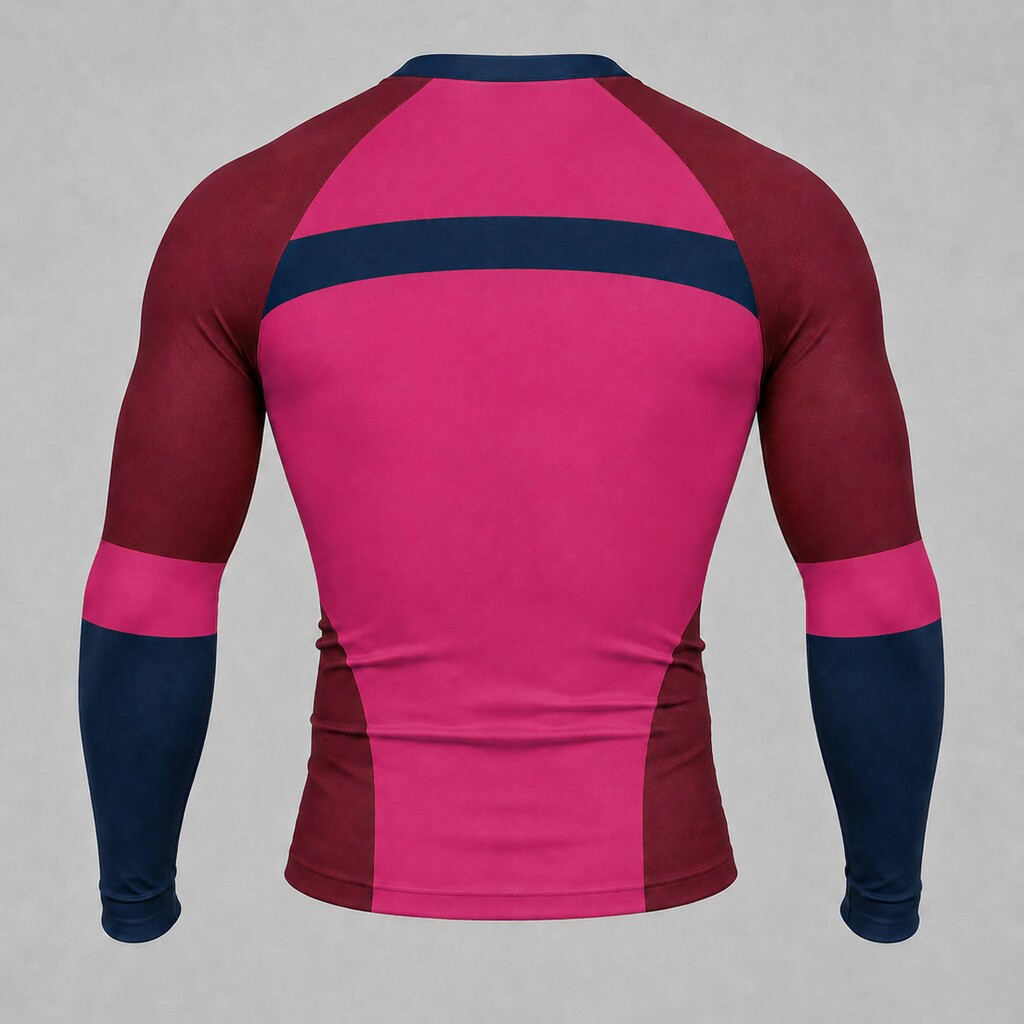 Raspberry Shoulder Cap Bridge Pink Customizable Long Sleeve Compression Shirt back customization preview